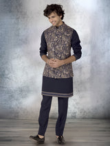 Dusty purple silk waistcoat set with resham and embroidery
