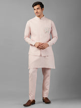 Elegant light pink linen waistcoat set