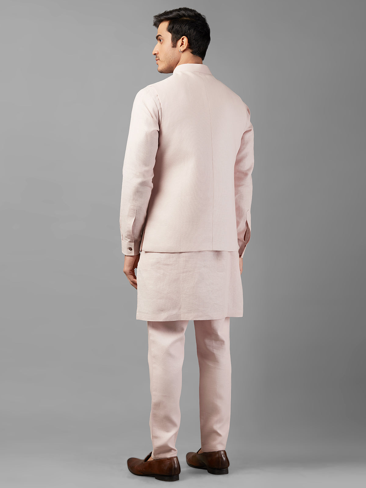 Elegant light pink linen waistcoat set