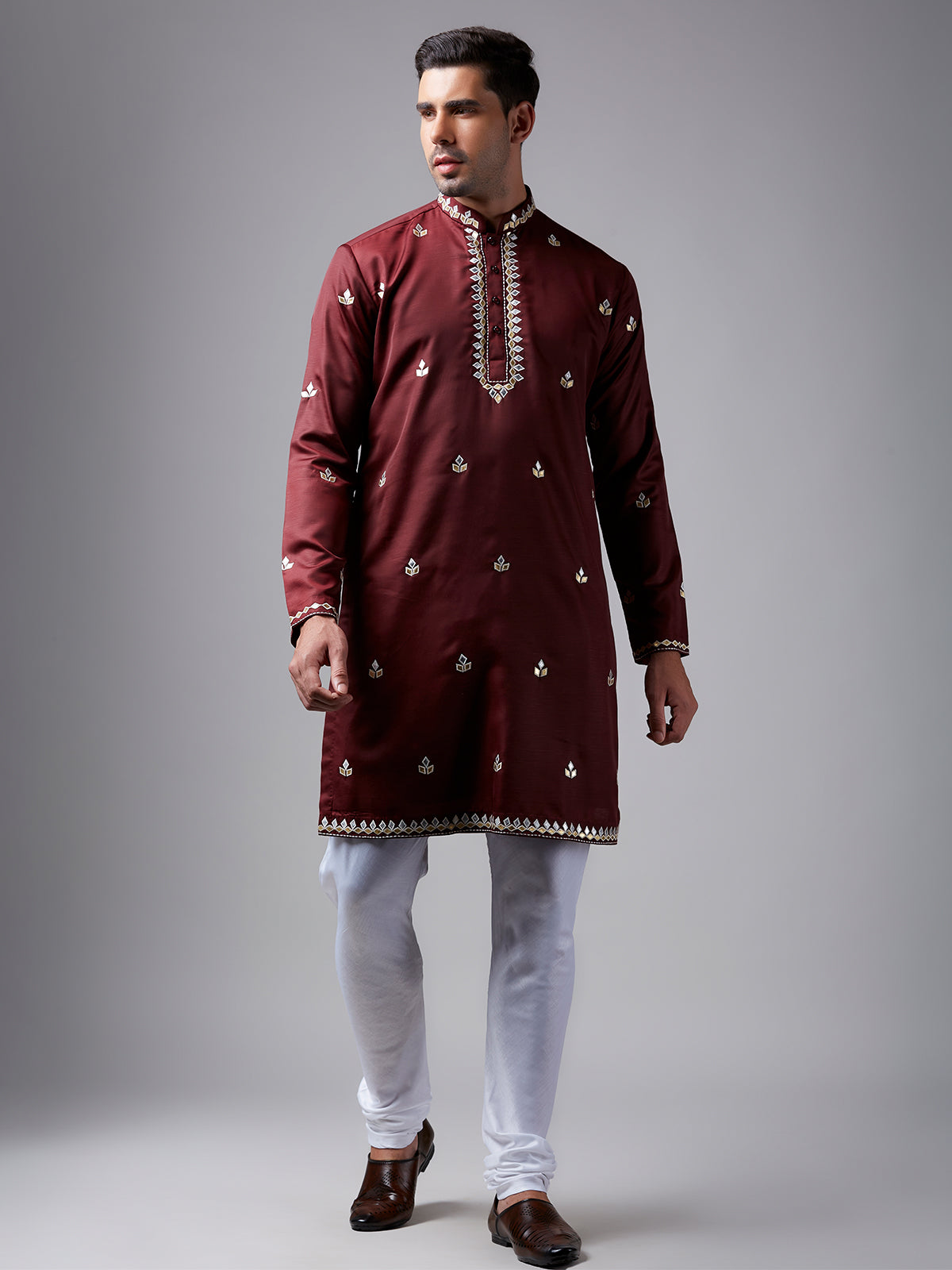 Elegant maroon silk kurta suit for festive