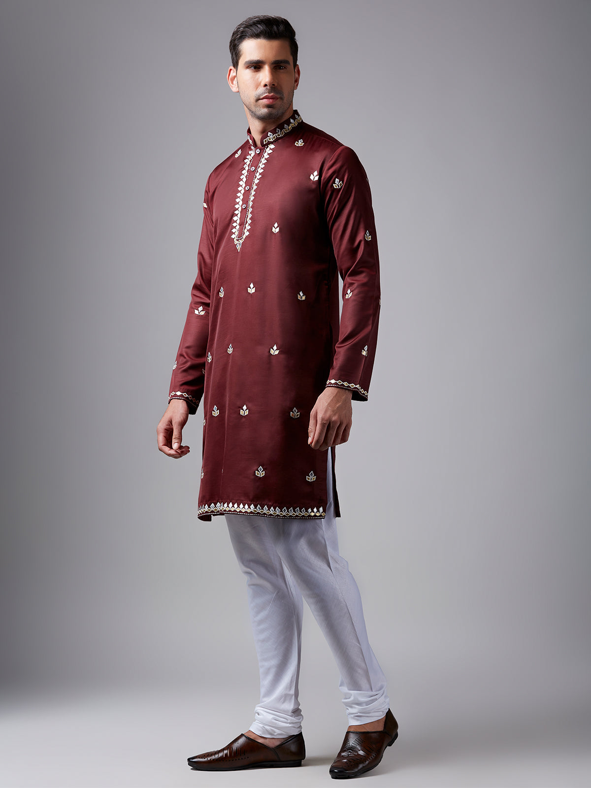 Elegant maroon silk kurta suit for festive