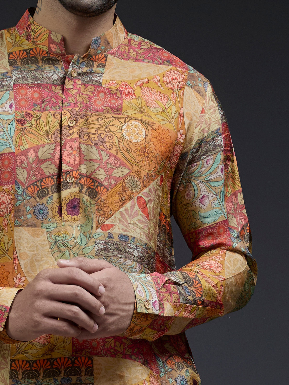Elegant multi coloured unique design printed kurta suit