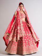 Elegant raw silk red lehenga choli