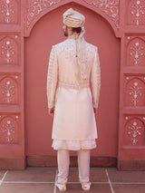 Elegant silk cream groom sherwani