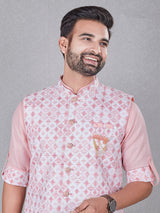 Elegant silk light pink waistcoat set