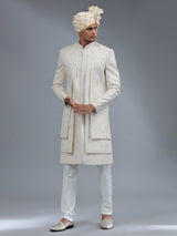 Elegant white jacket style sherwani