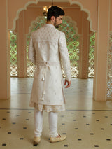 Fabulous beige silk sherwani
