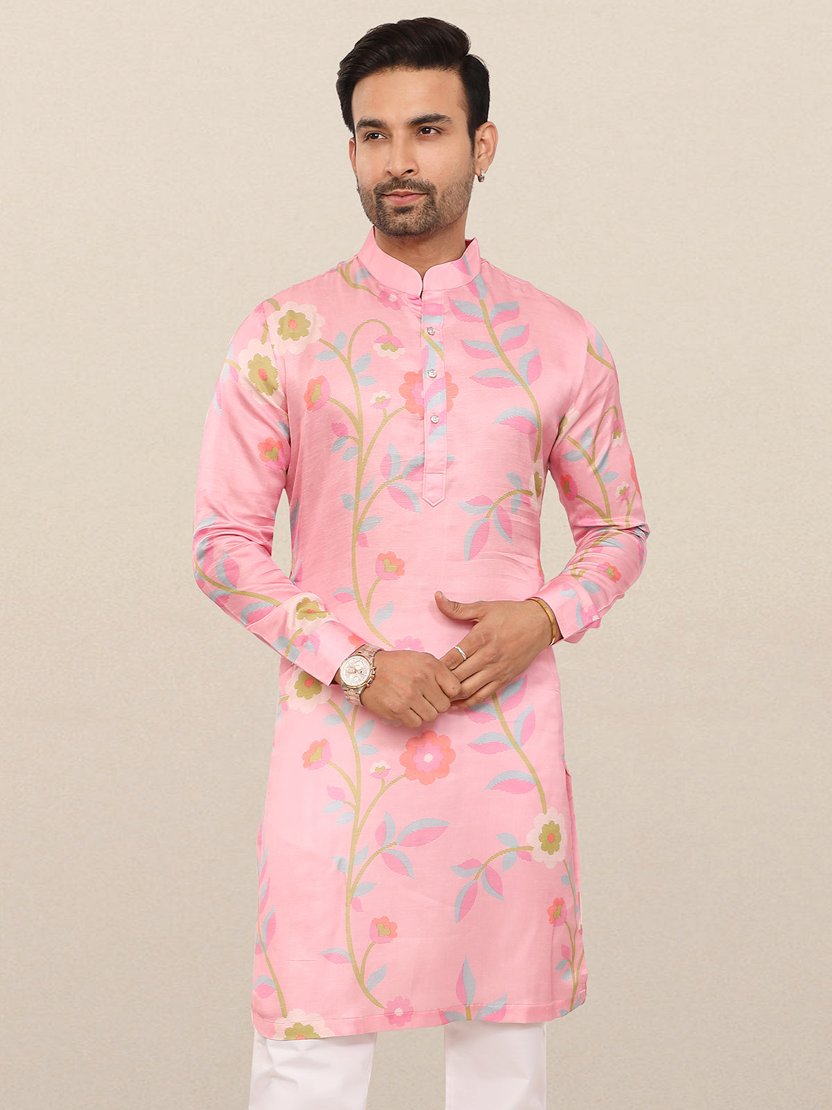 Fabulous sweet pink mens kurta