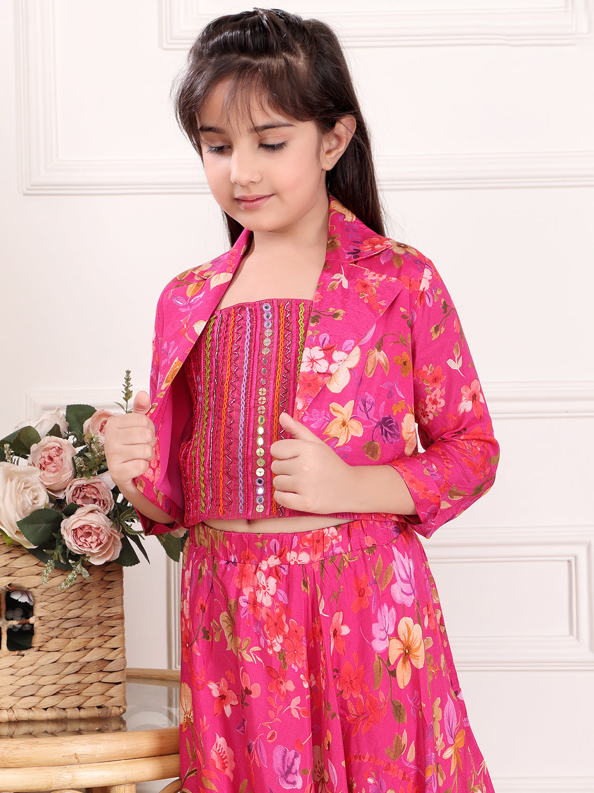 Floral printed rani pink co-ord set