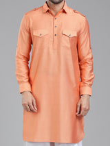 Freshy salmon peach pathani suit for men