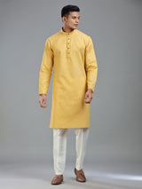 Golden ethnic finest cotton kurta suit for men