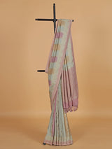 Gorgeous dusty light green georgette saree