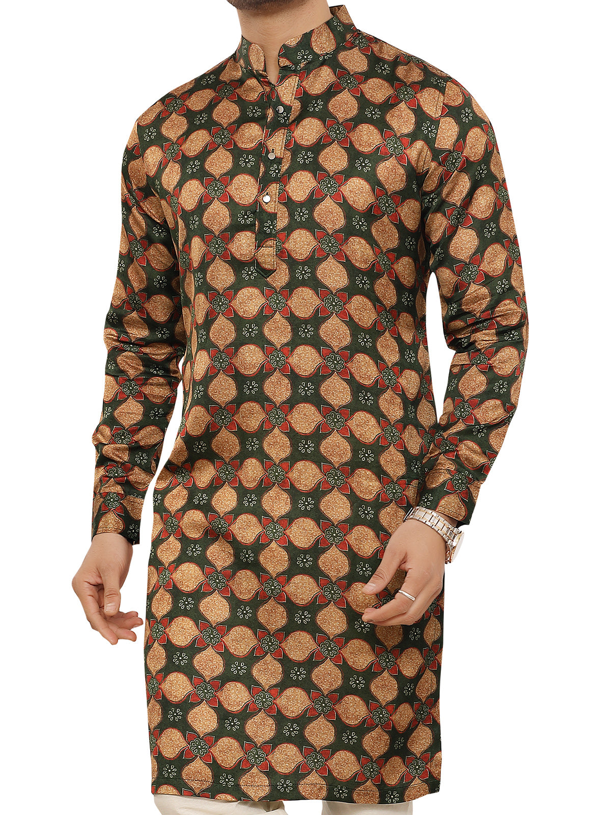 Green kurta in stylish print pattern