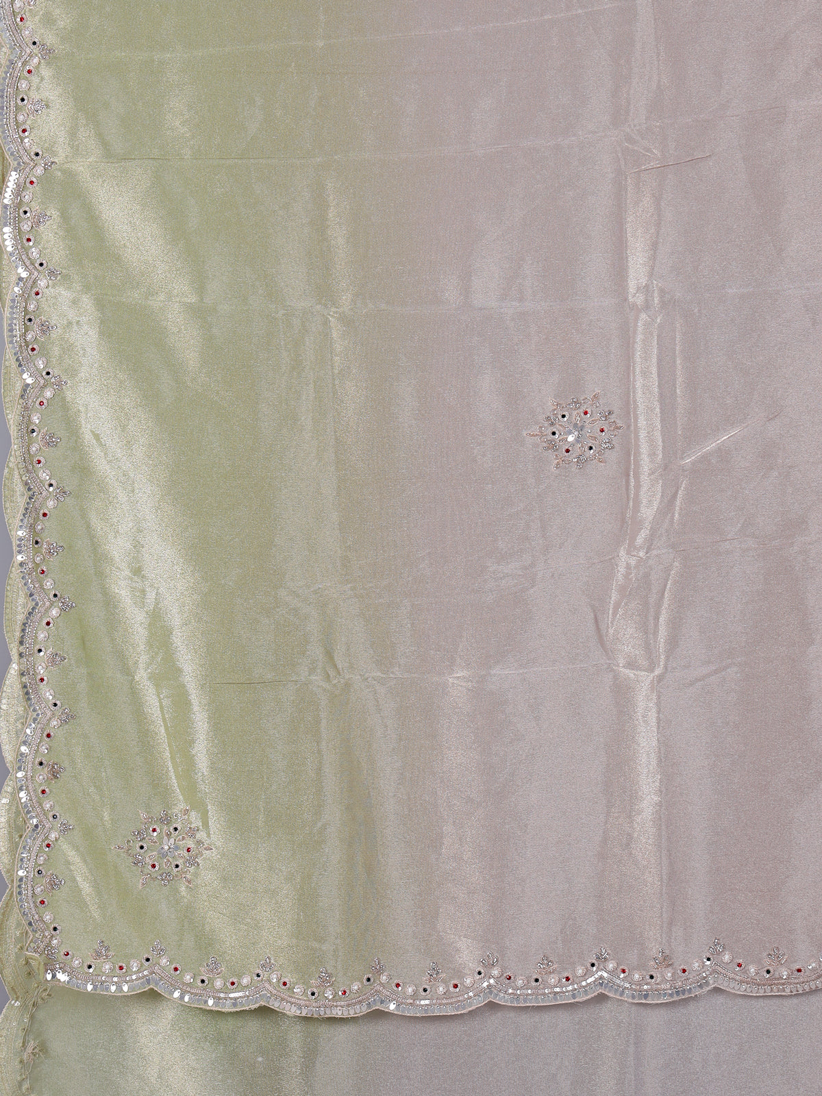 Green purple shaded tissue silk designer saree