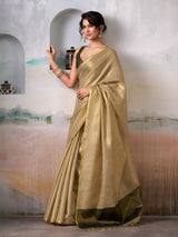 Green tissue silk saree sophistication