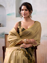 Green tissue silk saree sophistication