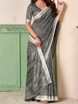 Grey linen silk tassel detailing attire