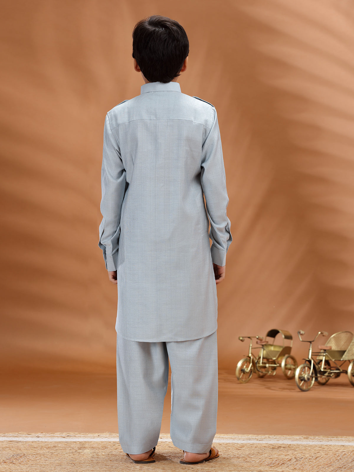 Mint blue pathani kurta set for festival in cotton