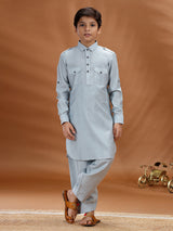 Mint blue pathani kurta set for festival in cotton