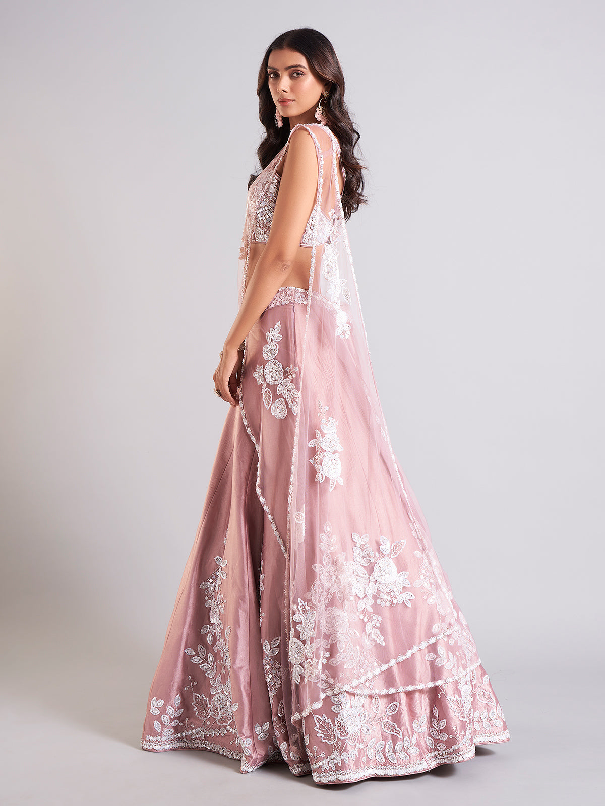 Heavy pink silk lehenga choli