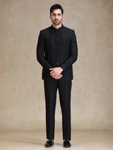 Jacquard net Black classy jodhpuri suit