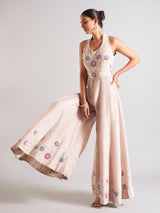 Latest beige silk jump suit