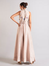 Latest beige silk jump suit