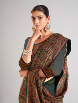 Latest bottle green georgette saree