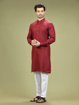 Latest maroon linen kurta suit