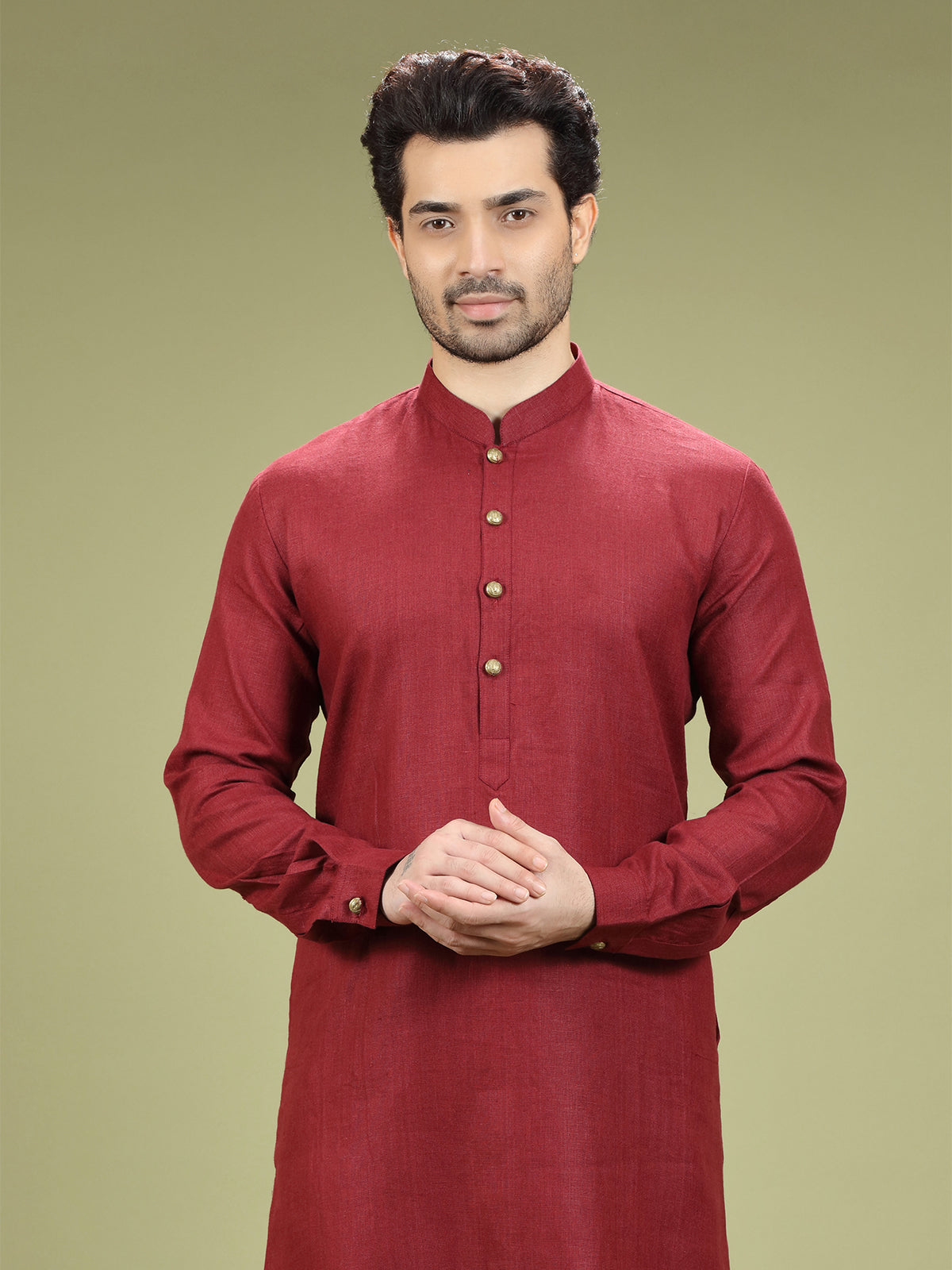 Latest maroon linen kurta suit