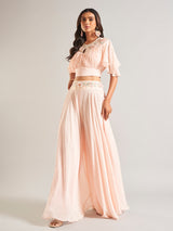 Latest peach silk palazzo salwar suit