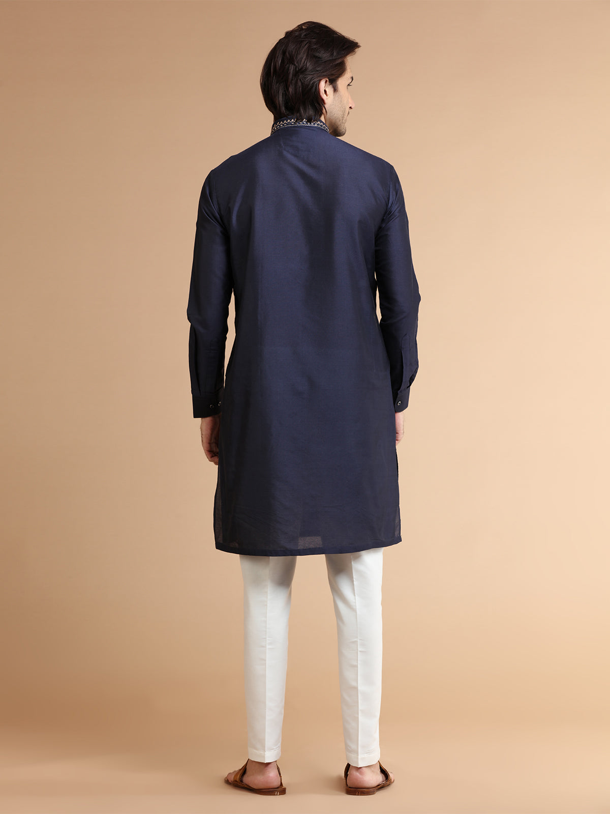 Latest silk navy kurta suit