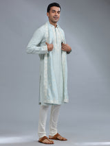 Latest silk sky blue kurta pajama