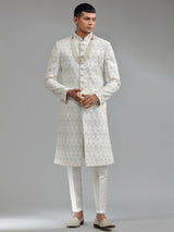 Latest white terry rayon sherwani