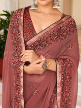 Light brown georgette saree