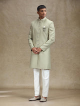 Light dusty olive indo western in terry rayon