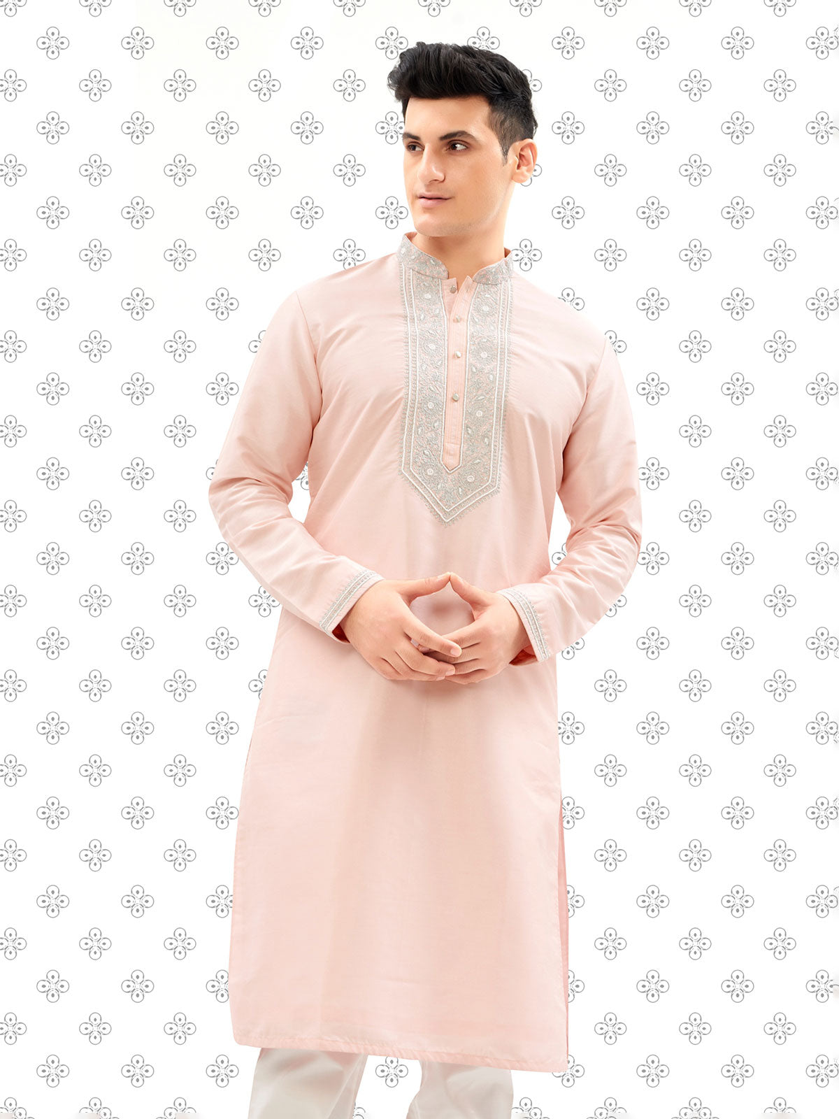 Light pink kurta set with matching bottom