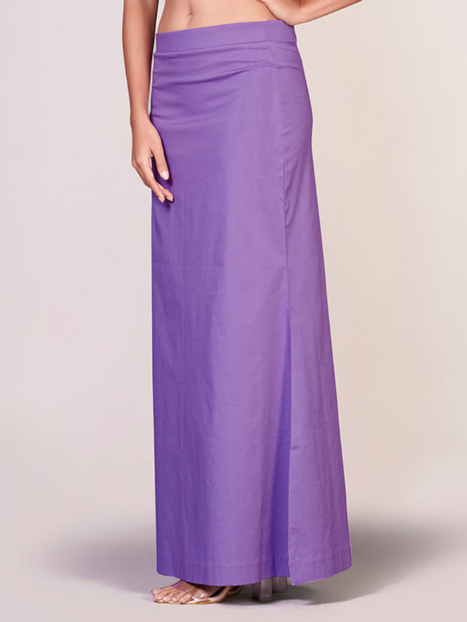 Light purple plain lycra cotton petticoat