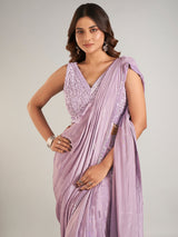 Light purple satin party wearsaree