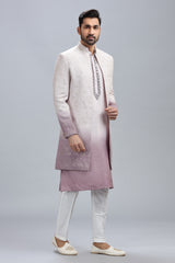 Lilac and white ombre style indowestern for man