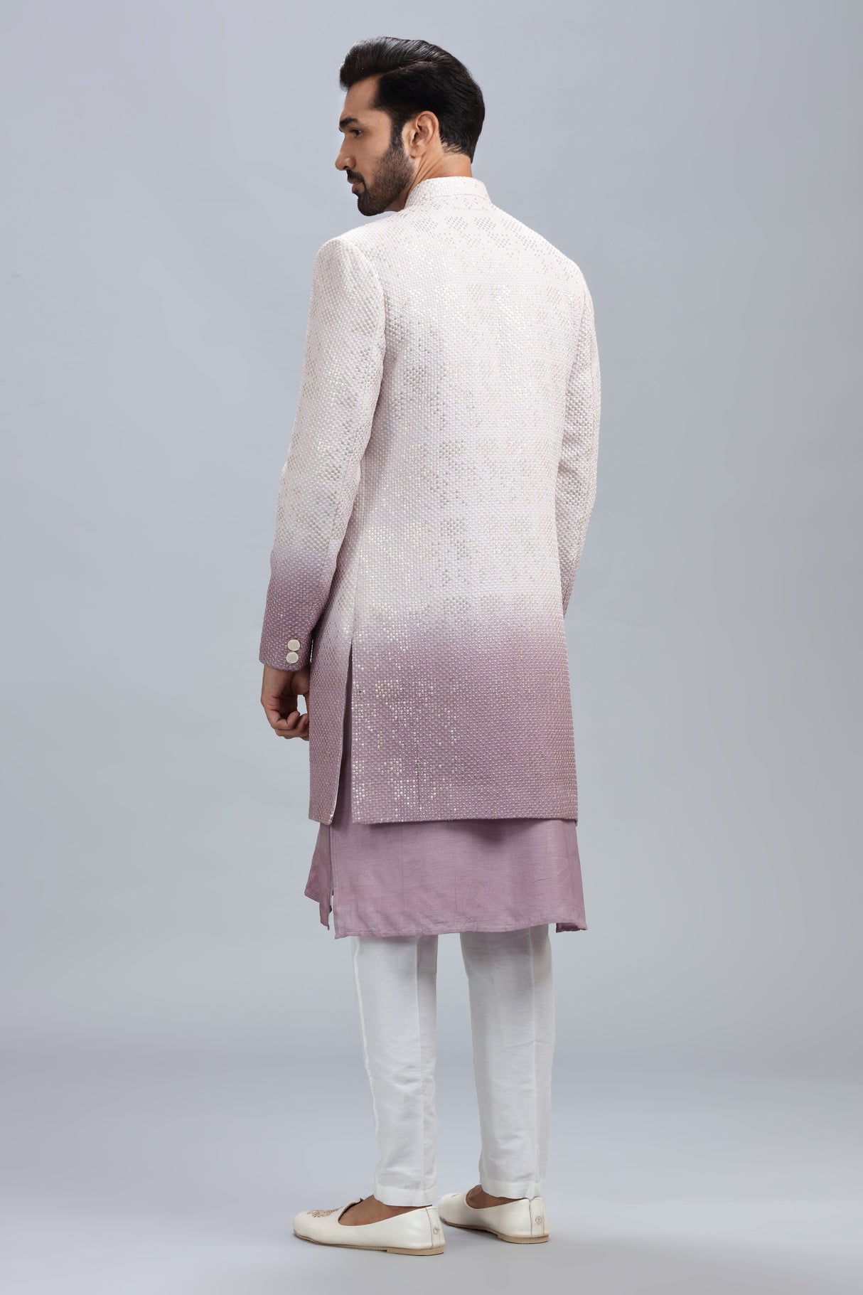 Lilac and white ombre style indowestern for man