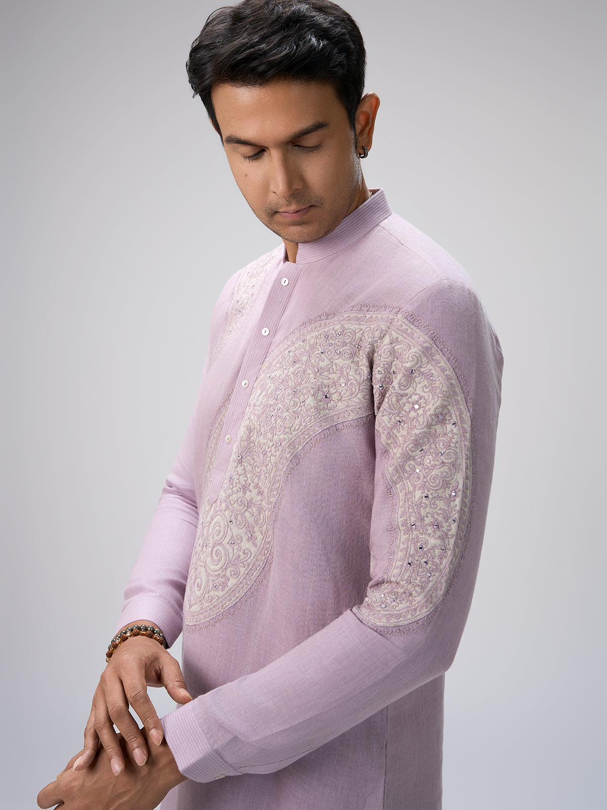 Lilac detailed kurta pajama for men