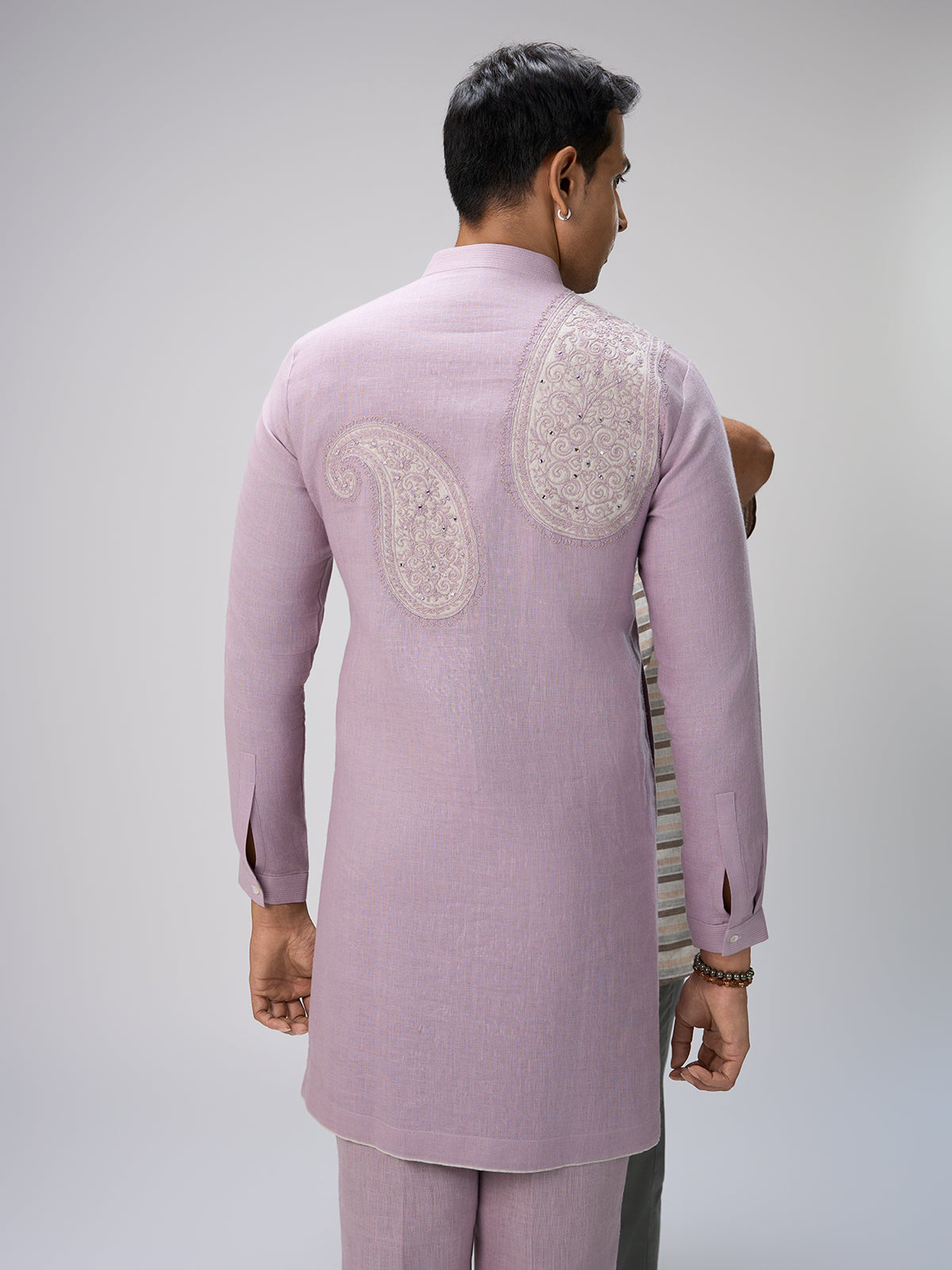 Lilac detailed kurta pajama for men