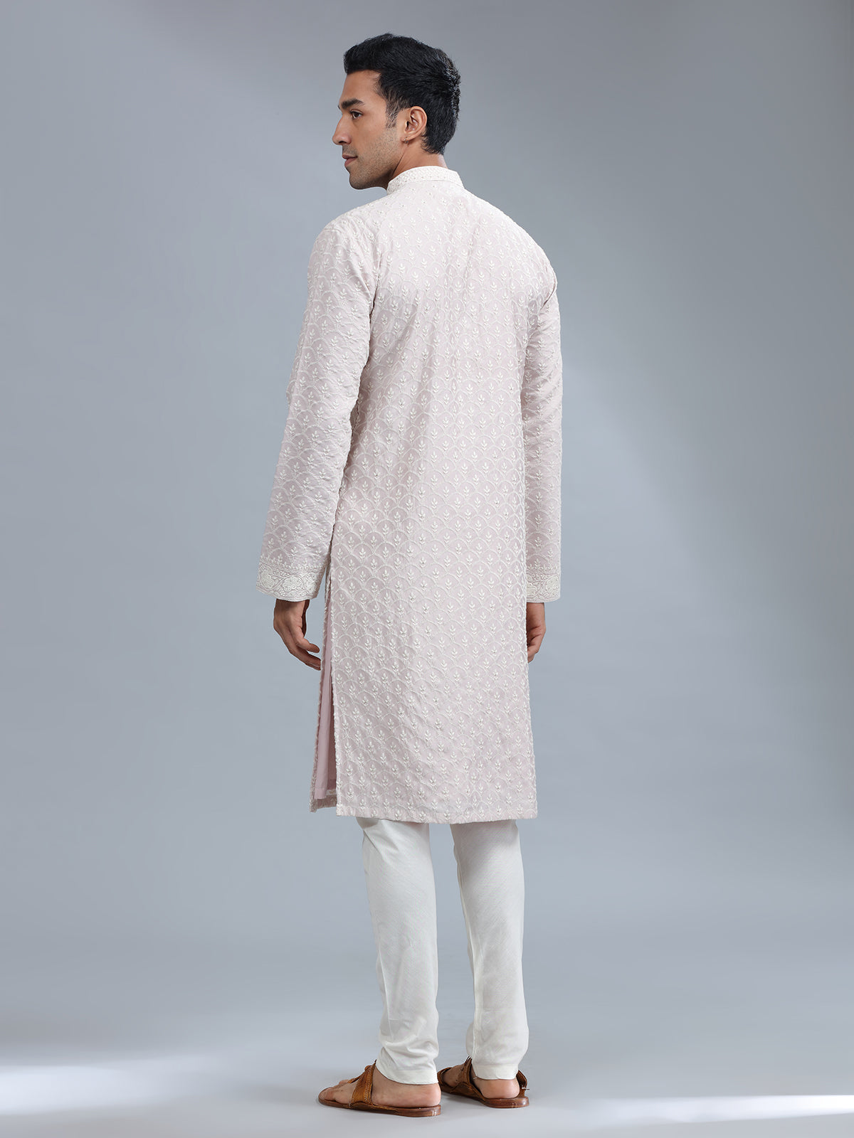 Lilac purle silk kurta suit with dupatta