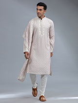 Lilac purle silk kurta suit with dupatta