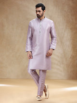 Lilac purple cotton silk kurta pajama for men
