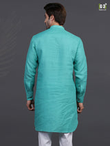 Linen sea green festive mens kurta