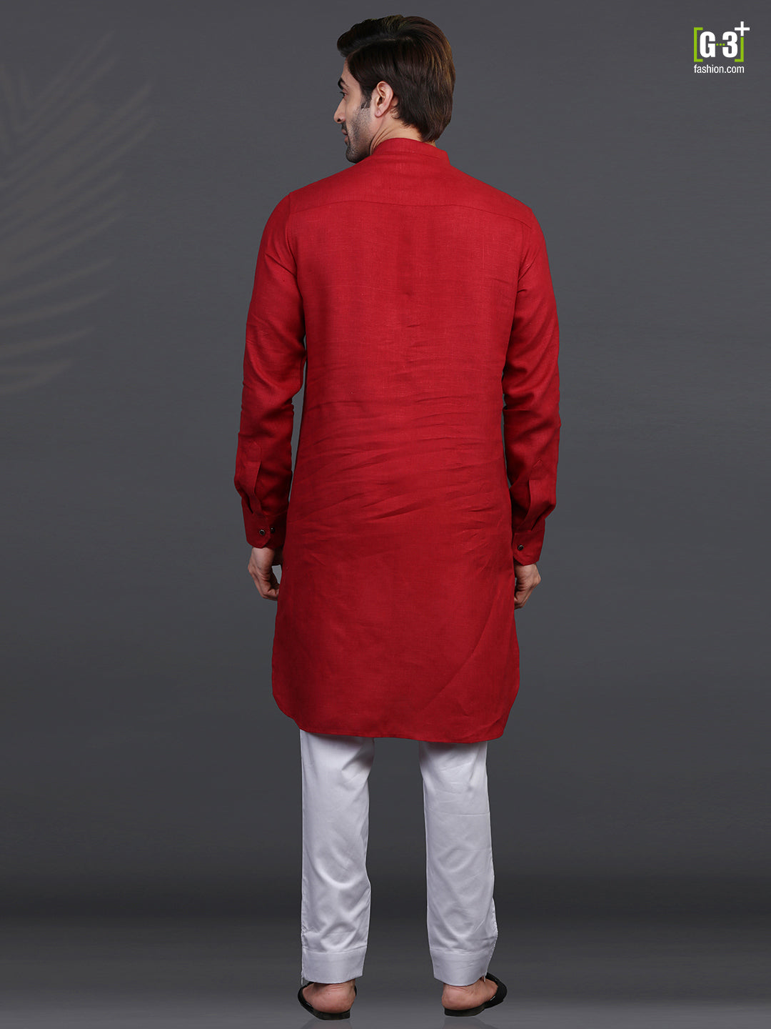 Maroon linen festive occasion kurta suit