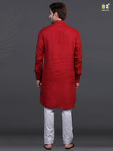 Maroon linen festive occasion kurta suit