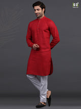 Maroon linen festive occasion kurta suit